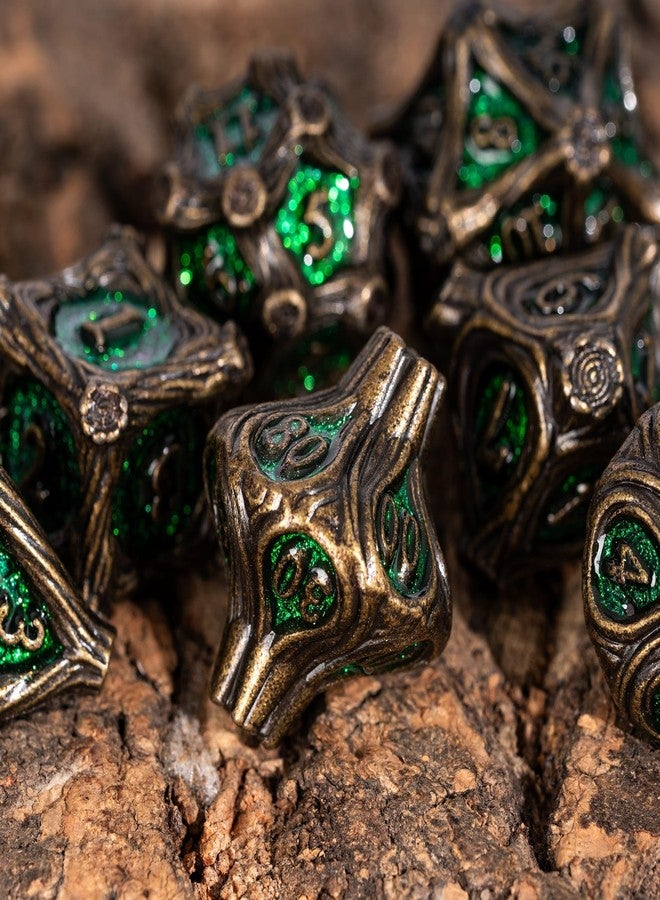 HDdais 7 Piece Metal DND Dice Bronze Metal Dice Set D&D with Leather Bag for Role Playing Game and Board Game - Image 4
